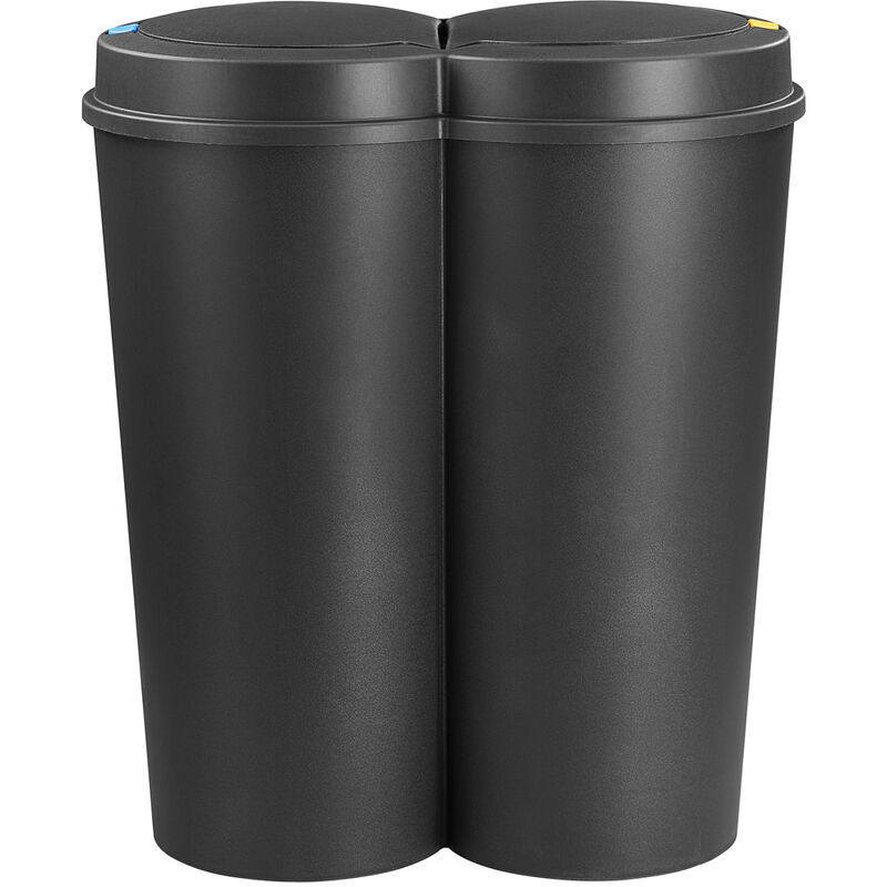 

Deuba Cubo de basura doble 50L 2x25L Basurero para desechos orgánicos y reciclables Negro - Negro