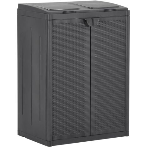Cubo de basura con 2 puertas negra 65x45x88 cm PP