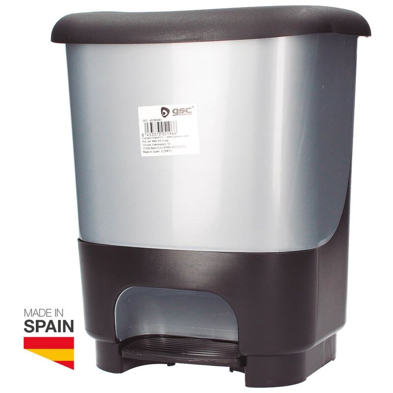 

Cubo de basura con pedal 10L Negro/Plata - Retráctil 4uds