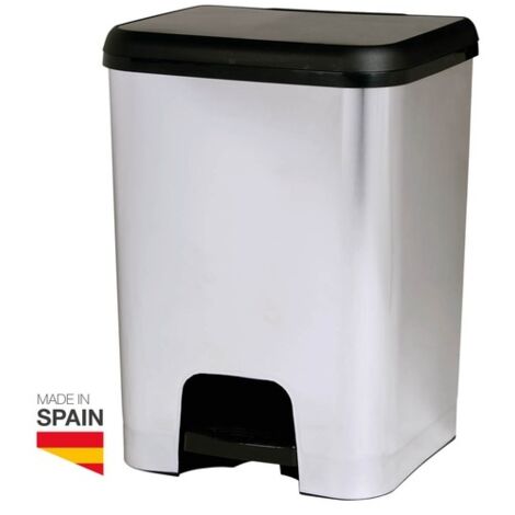 Cubo de basura con pedal 26L Negro/Plata
