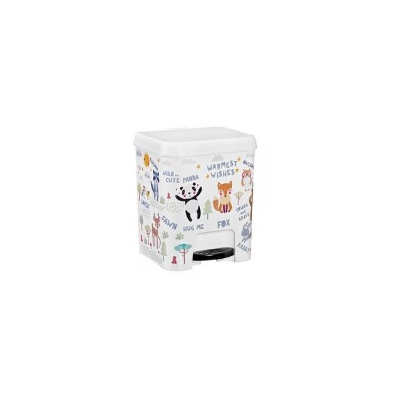 

Cubo de basura con pedal 7 litros en color blanco con dibujos