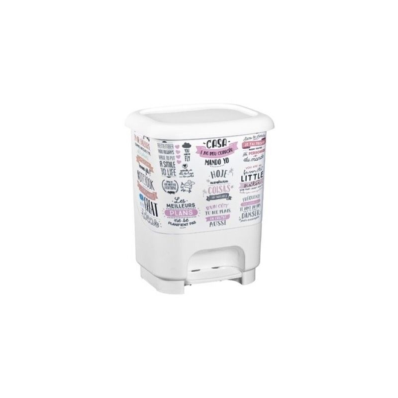 

Cubo de basura con pedal Class 10 litros en color blanco con textos