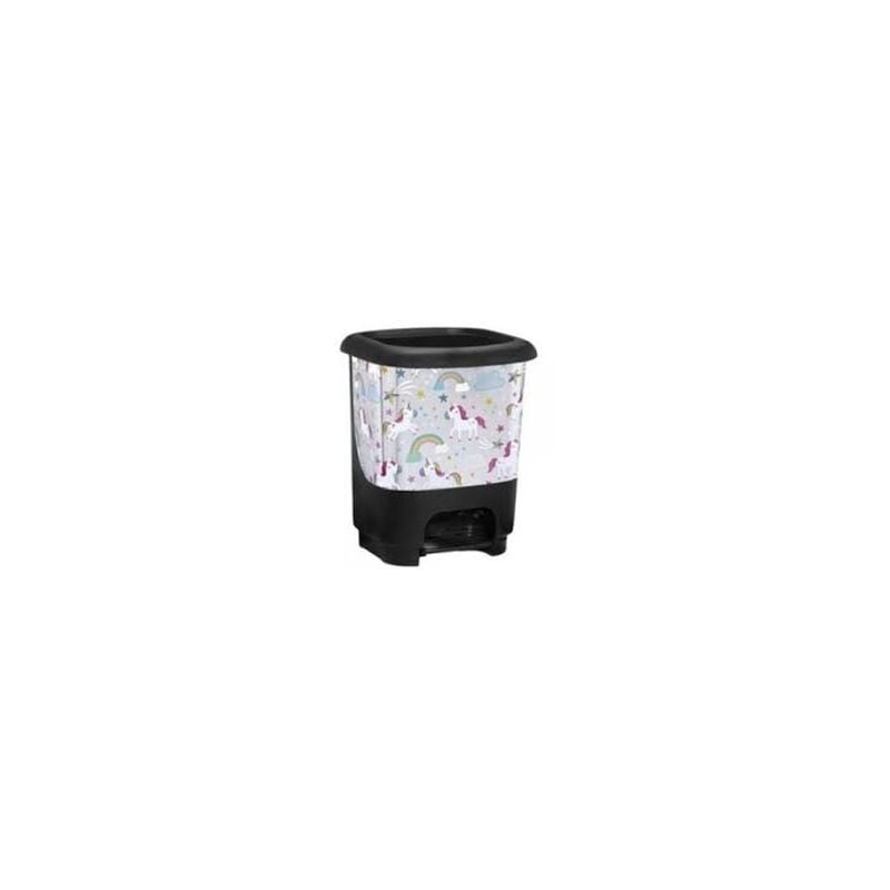 

Cubo de basura con pedal Class 10 litros en color blanco con unicornios