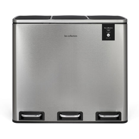 Cubo de basura con pedal, Dark Grey Les Collectors No. 984, capacidad 60 l, robusto, cocina, separador de desechos, 2 cubos, cubo extraíble, reciclaje, clasificación de desechos, clasificación de dese