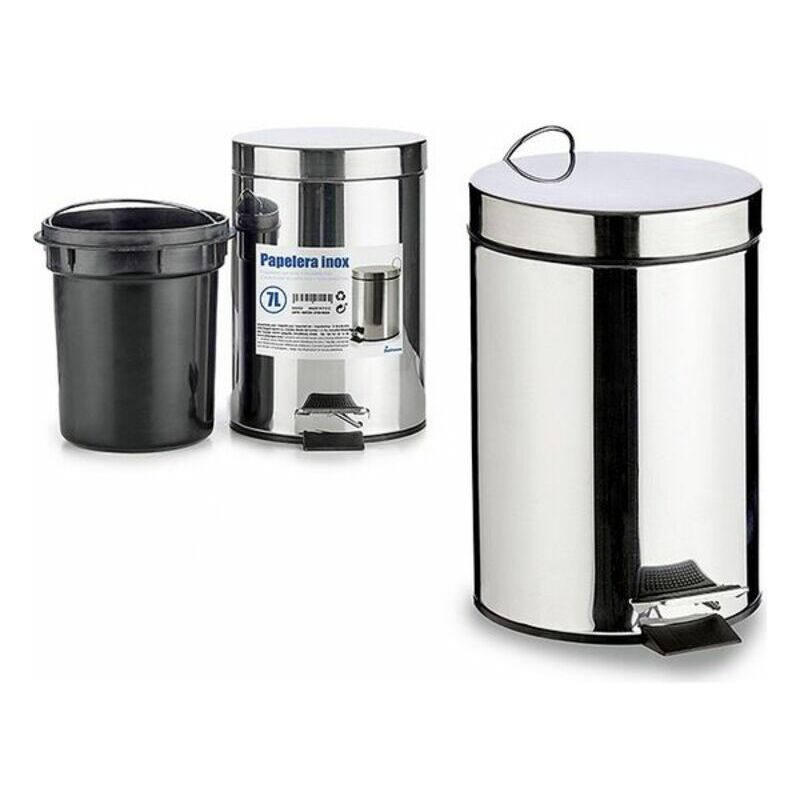 

BHD - Cubo de Basura con Pedal Plateado Acero Inoxidable (7L)