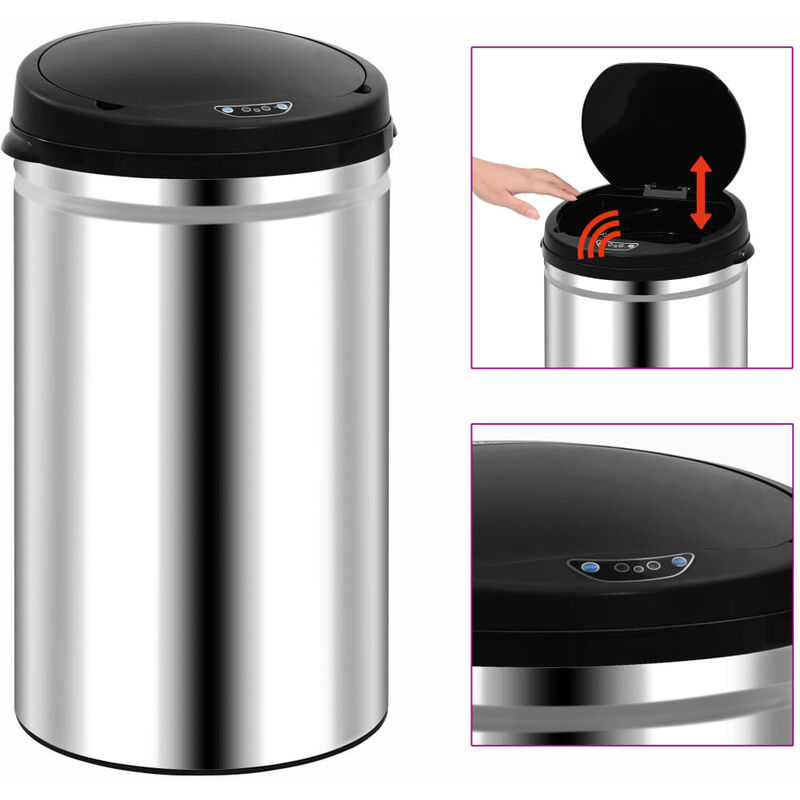 

Cubo de basura con sensor automático 40 L acero inoxidable - Plateado - Vidaxl
