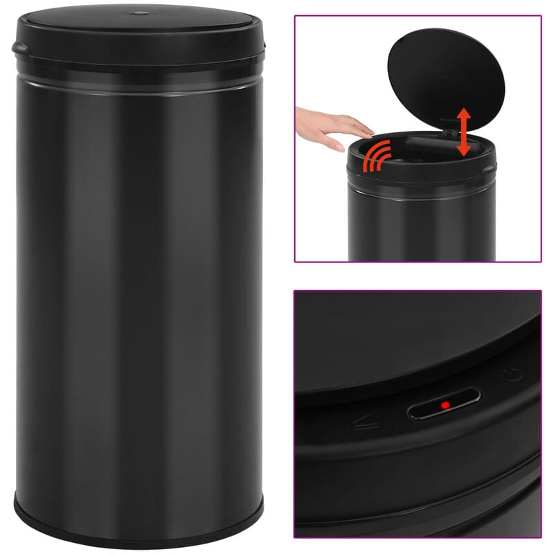 

BHD - Cubo de basura con sensor automático 70L acero al carbono negro