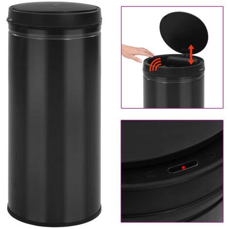 Cubo de basura con sensor automático 80L acero al carbono negro