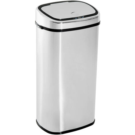 Cubo de basura con sensor de movimiento de 68 litros, automático, impermeable, para oficina, dormitorio y cocina. Acero inoxidable plateado.