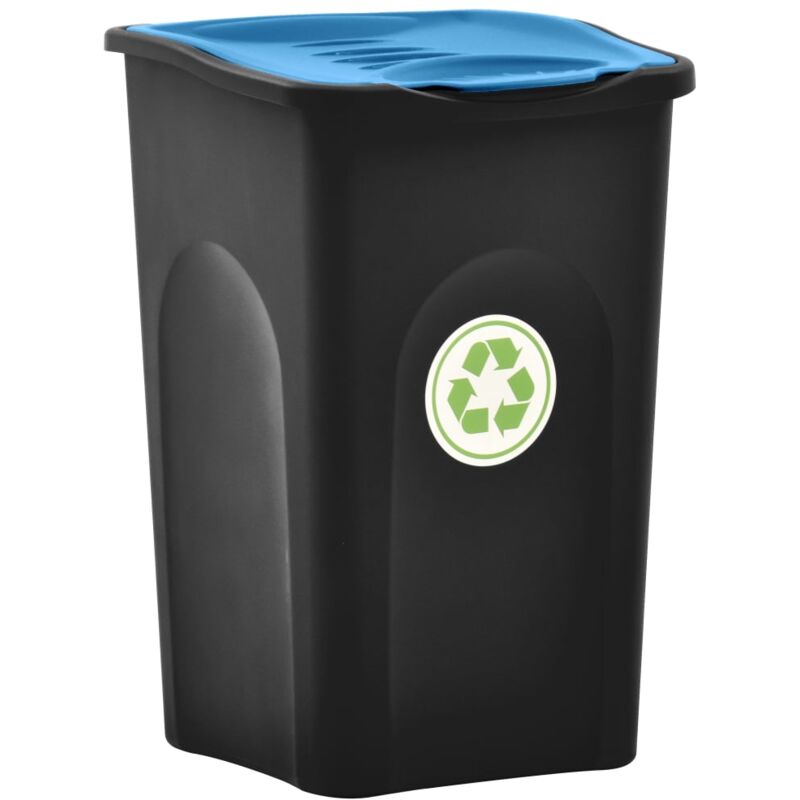 

Cubo de basura con tapa de bisagra 50 L negro y azul - Negro - Vidaxl