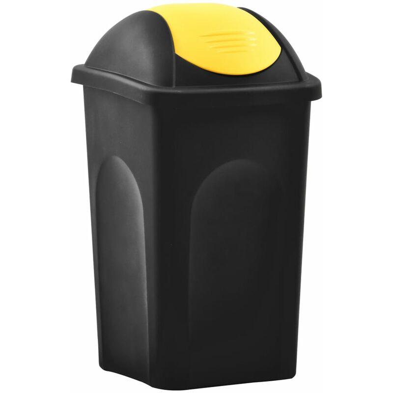 

Cubo de basura con tapa oscilante 60 L negro y amarillo - Negro