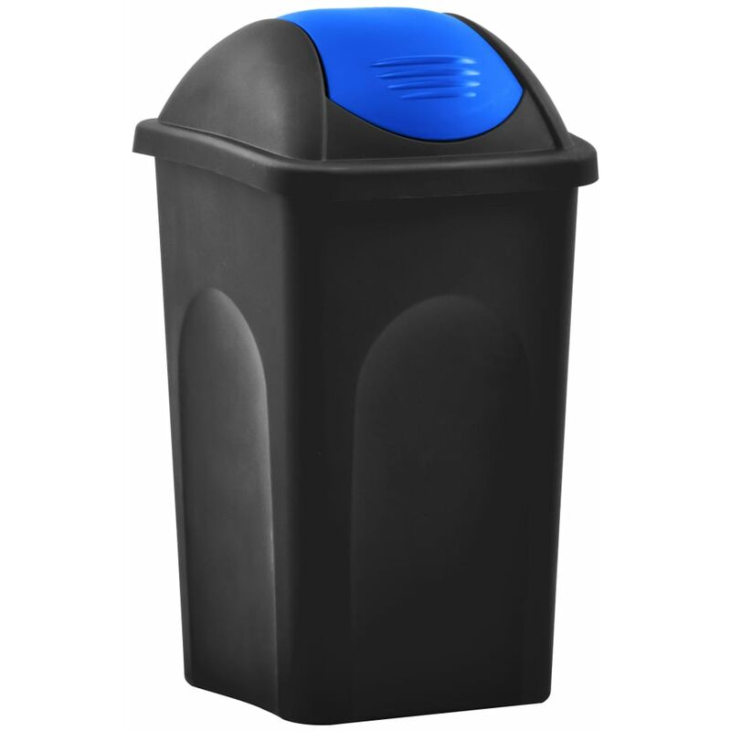 

Cubo de basura con tapa oscilante 60 L negro y azul - Negro