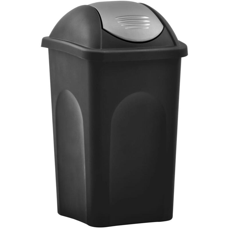 

Cubo de basura con tapa oscilante 60 L negro y plateado - Negro - Vidaxl