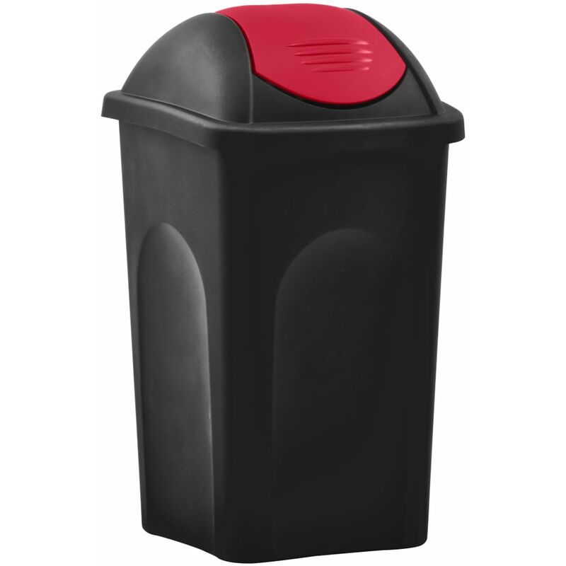 

vidaXL Cubo de basura con tapa oscilante 60 L negro y rojo - Negro