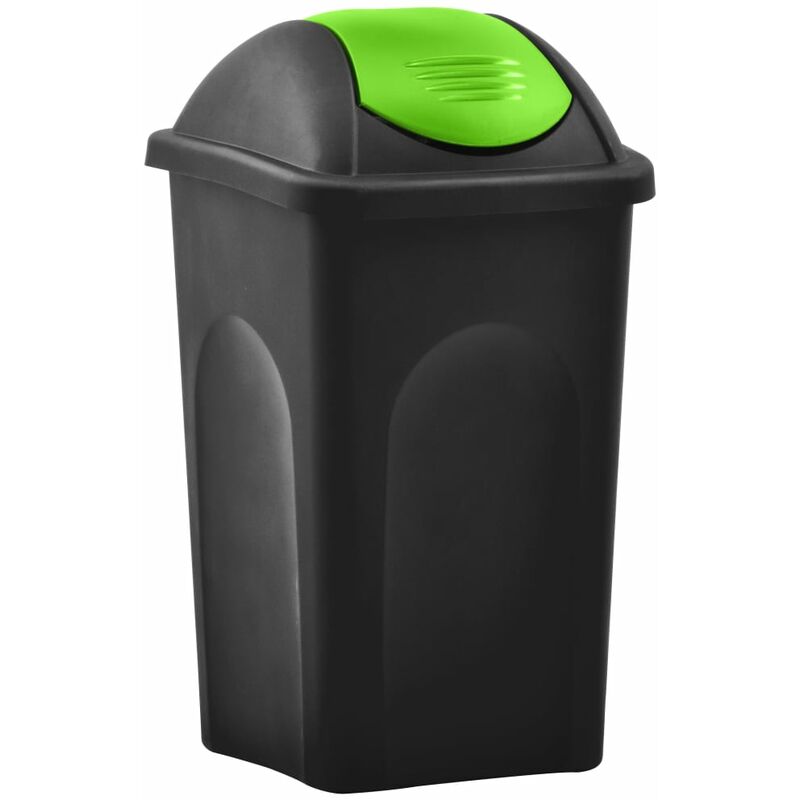 

Cubo de basura con tapa oscilante 60 L negro y verde - Negro - Vidaxl