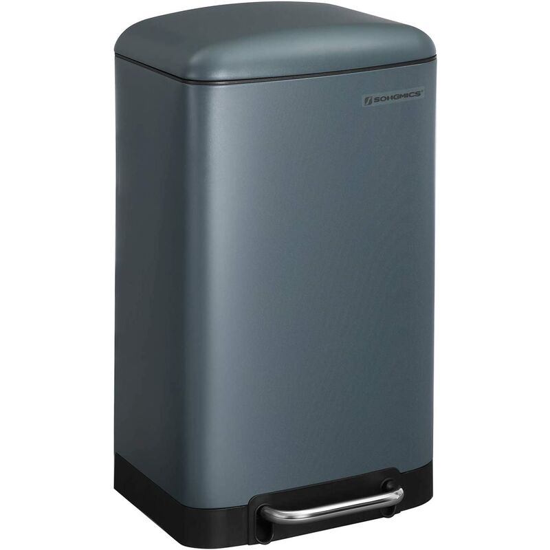

Cubo de Basura, Cubo de Reciclaje de 30L, Cubo de Pedal de Acero, con Cubo Interior y Tapa, Cierre Suave, Hermético, para Cocina, Sala de Estar, Gris