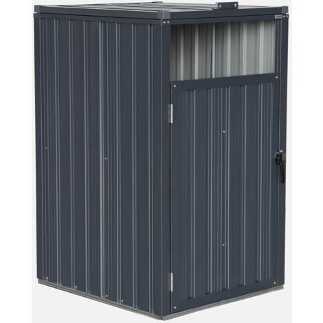Cubo de basura de acero galvanizado gris, Escaut, Gris, 73x82x124 cm