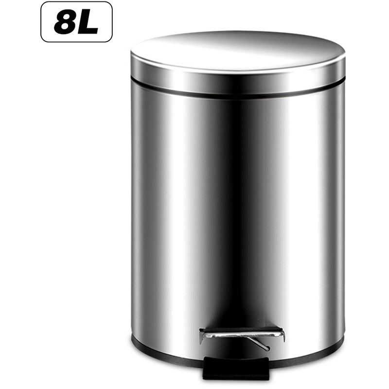 

Cubo de basura de acero inoxidable cepillado,Plata, 8L