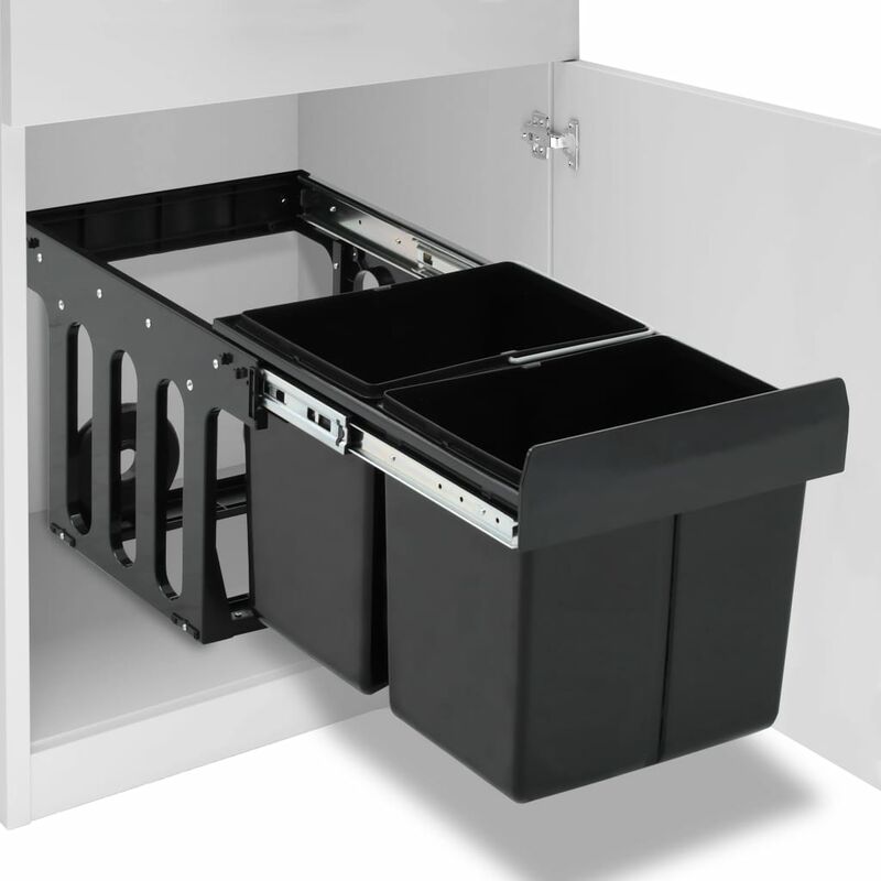 

Youthup - Cubo de basura de cocina extraíble reciclaje cierre suave 36 L - Negro