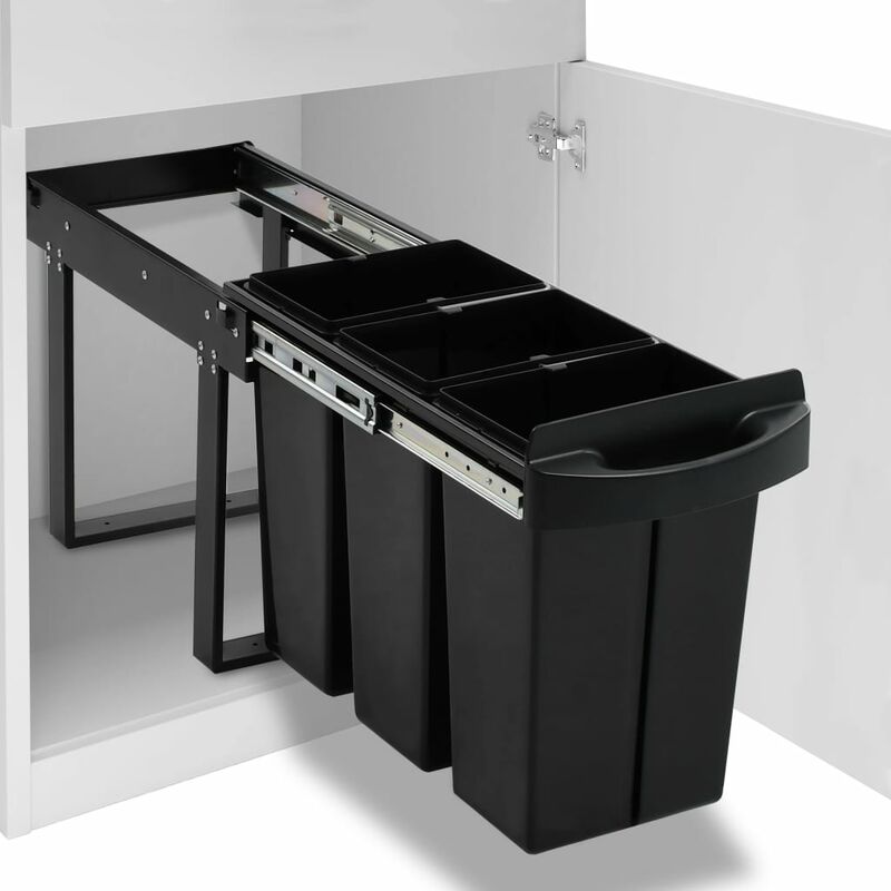 

Youthup - Cubo de basura de cocina extraíble reciclaje cierre suave 36 L - Negro