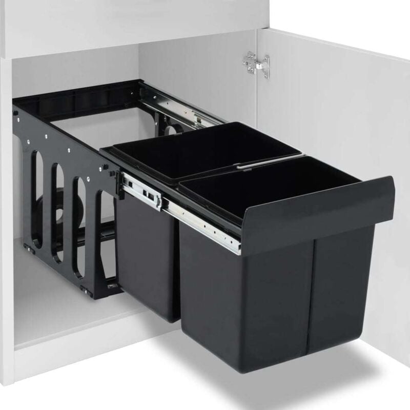 

Cubo de basura de cocina extraíble reciclaje cierre suave 36 L - Negro - Vidaxl