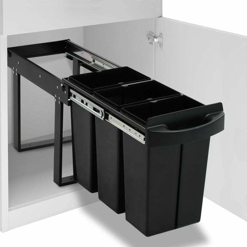 

Cubo de basura de cocina extraíble reciclaje cierre suave 36 L - Negro - Vidaxl