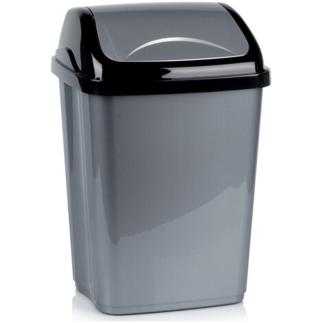 Cubo de basura de plástico gris de 26 litros