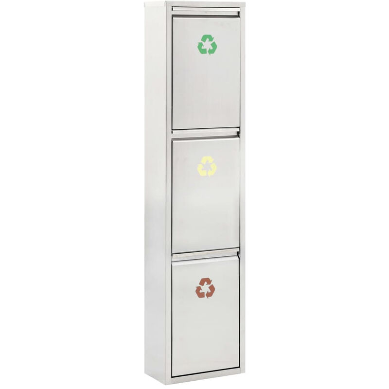 

Cubo de basura de reciclaje de acero inoxidable 3x8 L