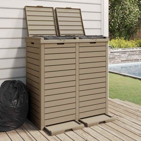 Cubo de basura exterior polipropileno marrón claro 78x41x86 cm vidaXL