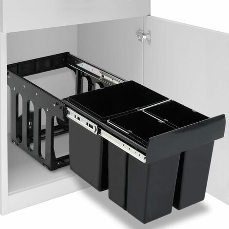 Cubo de basura extraíble en armario de cocina cierre suave 48 L vidaXL