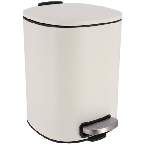 Cubo de basura metálico cuadrado de 5l con freno de pedal - blanco - Tendance