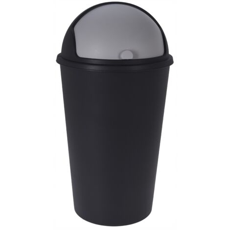 Cubo de basura negro con tapa gris, universal, 25L, 32,5x59,5cm, 1 ud.