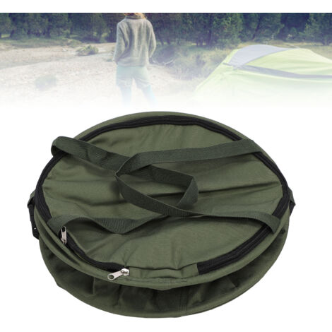 Cubo de basura para camping, capacidad de 1 litro, portátil, multifuncional, fabricado en resistente tejido Oxford 600D, con tapa, color verde oliva.