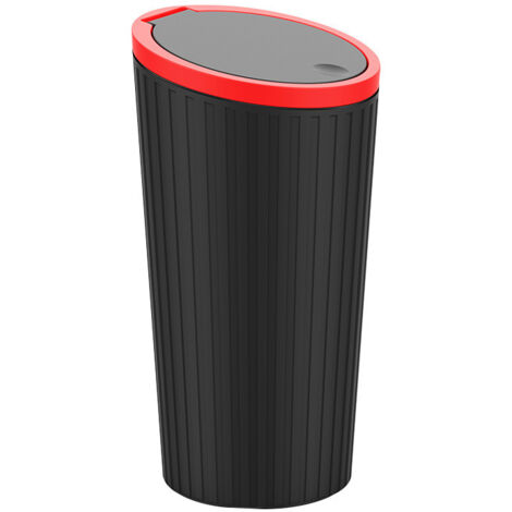 Cubo de basura para coche con tapa, pequeño, a prueba de fugas y olores, práctico para usar en coches, hogares, oficinas y dormitorios (rojo).