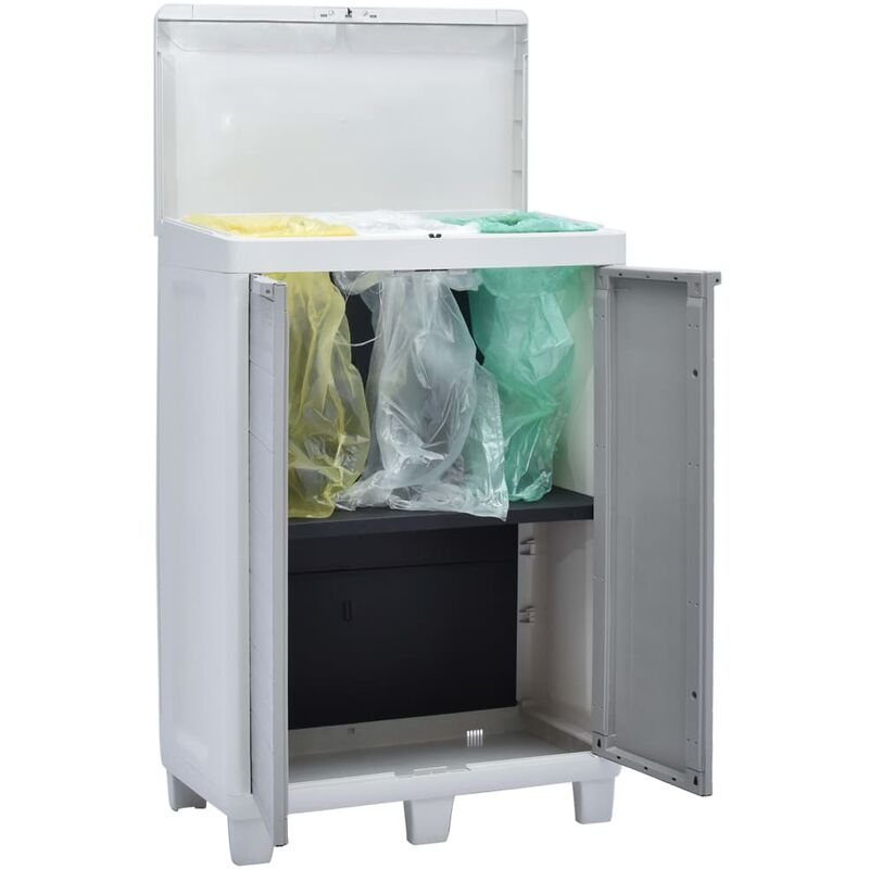 

Cubo de basura para jardín con 3 bolsas gris claro 65x38x102cm