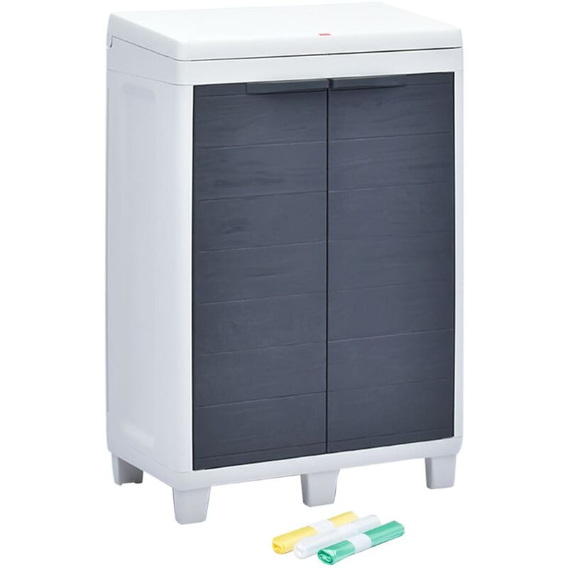 

Cubo de basura para jardín con 3 bolsas gris oscuro 65x38x102cm - Gris