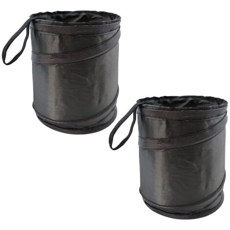 Cubo de basura plegable para coche de 2 piezas: bolsa de basura portátil, impermeable y plegable para almacenar residuos (negro)