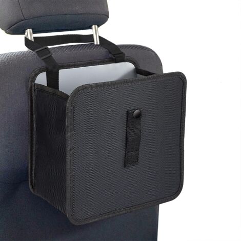 Cubo de basura plegable para colgar en el coche, bolsa impermeable y a prueba de fugas para residuos de coche, organizador para vehículos (coche, SUV, camión, monovolumen), 7 litros (negro)