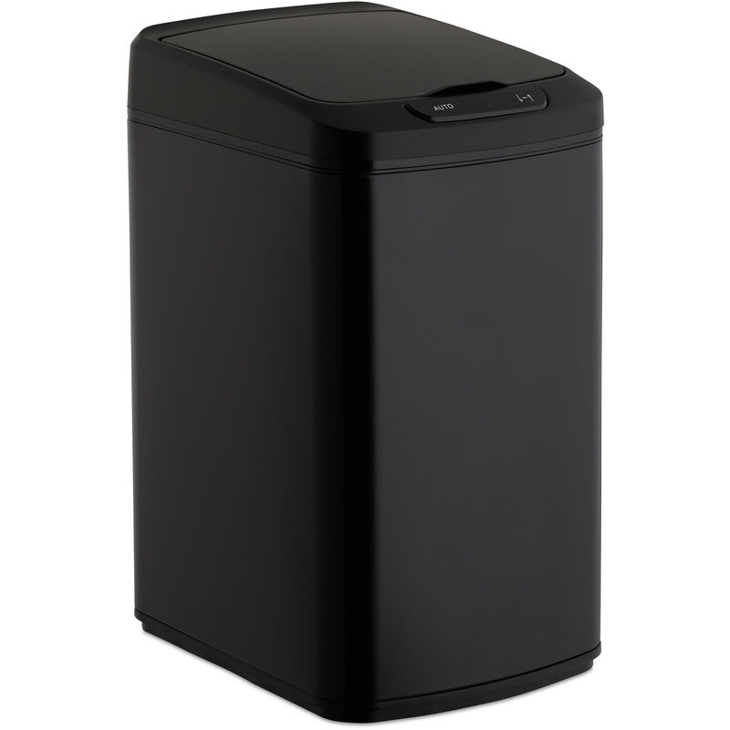 

Cubo de basura, Sensor de apertura, Contenedor rectangular, Para baño & cocina, 12 L, 1 Ud., Negro