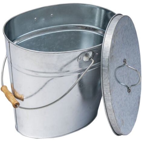 Cubo de ceniza de metal galvanizado WERKA PRO con tapa y asa