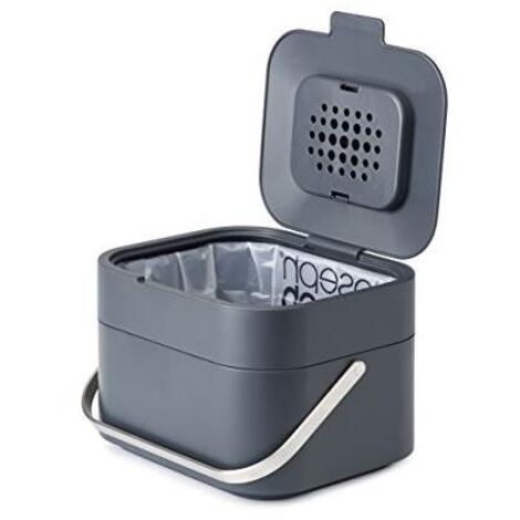 Cubo de compostaje Joseph Joseph Stack 4L – diseño ventilado con filtro antiolor reemplazable, tapa abatible, asa de acero inoxidable y cuerpo de polipropileno fácil de limpiar