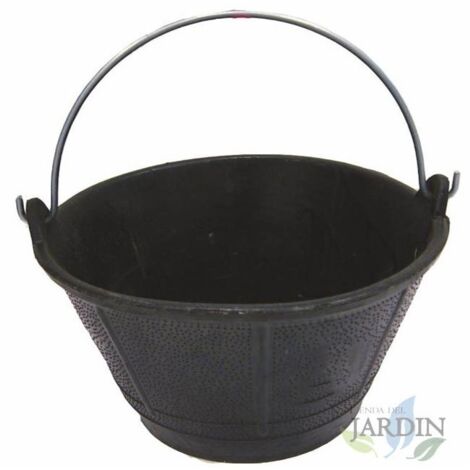 Cubo de construcción de caucho natural negro 10 litros 32 x 22,5 cm, cubo duradero de construcción