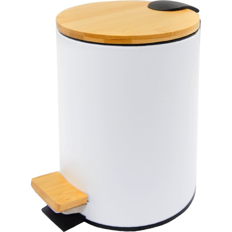 

Kitchen Move - Cubo de cosmética para pedales 5L FOREST acero y madera Blanco mate