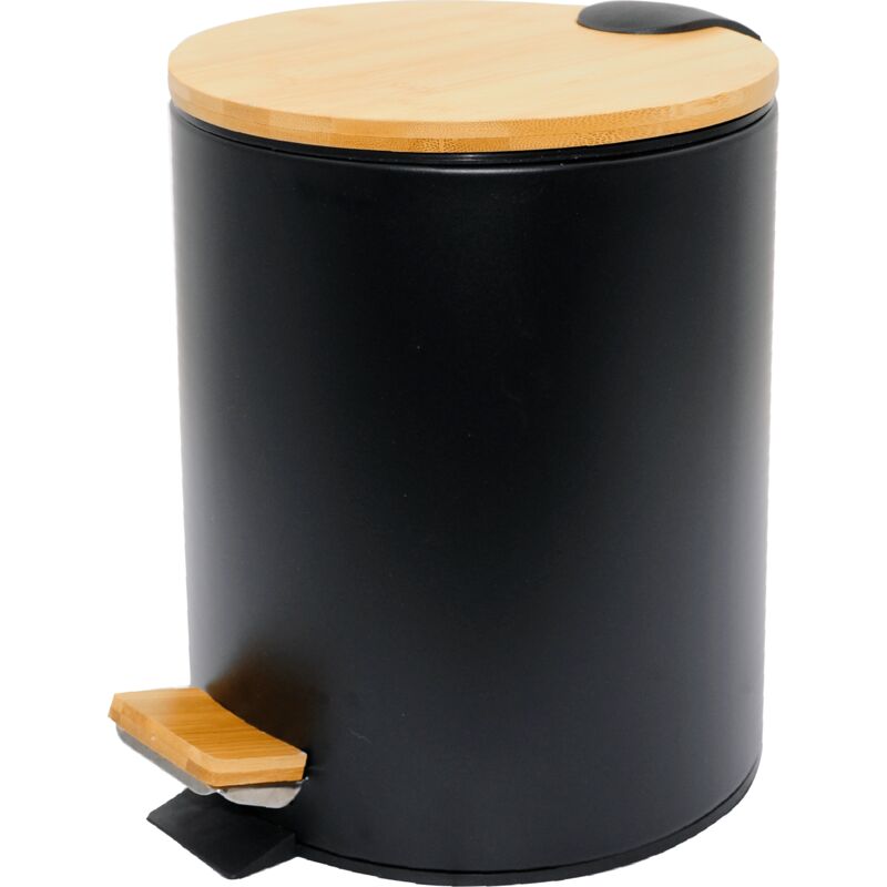 

Cubo de cosmética para pedales 5L FOREST acero y madera negro mate