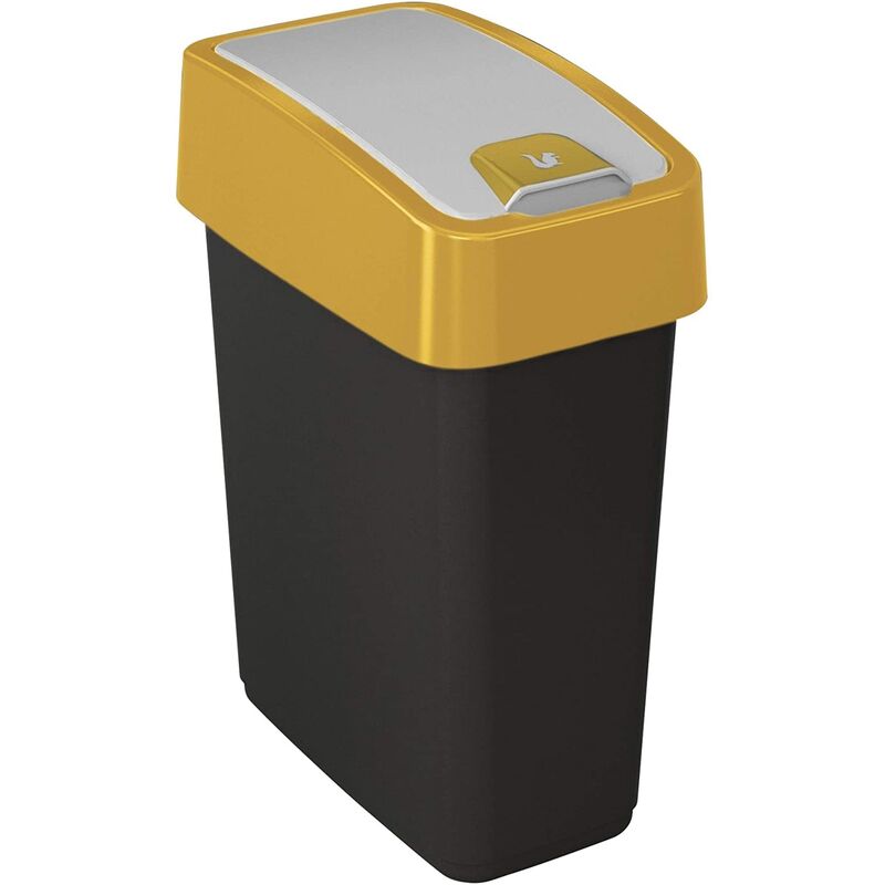 

Keeeper - Cubo de la Basura Premium con Tapa Abatible, Tacto suave, 10 l, Magne, Amarillo