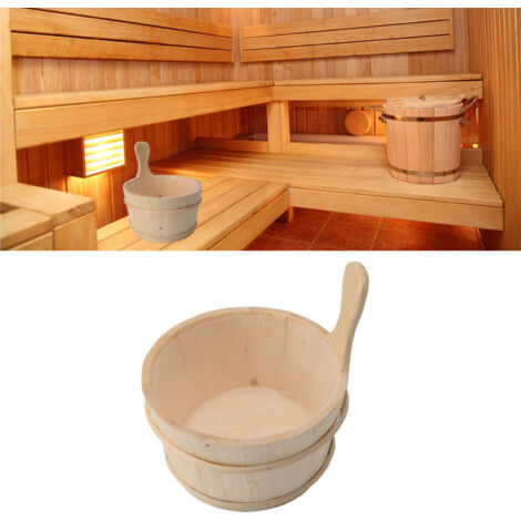 Cubo de madera para sauna con cucharón (4 l) – Accesorio para sauna, spa, bañera o ducha de hidromasaje.