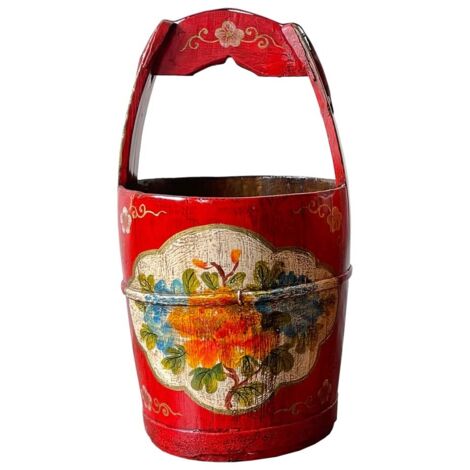 Cubo de madera rojo 34x34x55