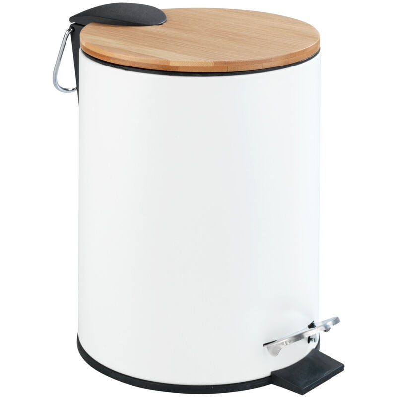 

WENKO Cubo de basura con pedal papelera cosméticas cocina baño Tortona blanco