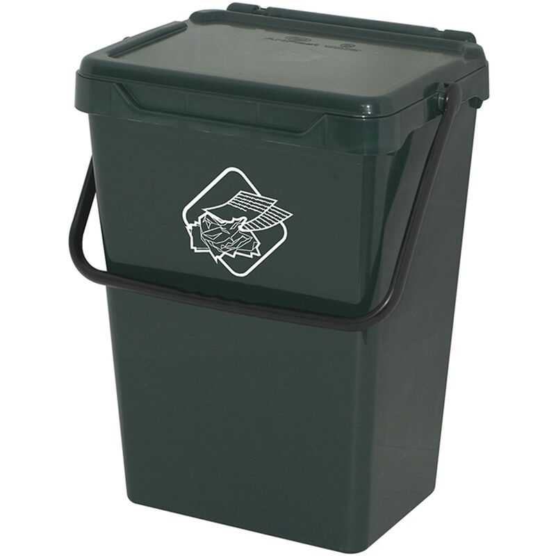 

Cubo de polipropileno con la manija y la cubierta, de color verde, 40 Lt. 400x305x510 mm.