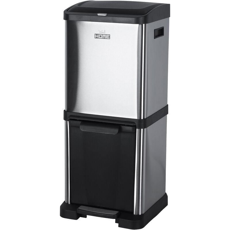 

Wellhome - Cubo de reciclaje ecológico 34 litros de 2 compartimentos (1 de 18 L + 1 de 16 L), reciclaje de basura / cubos de reciclaje, Gran